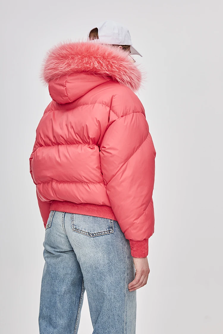 JAZZEVAR Новинка зимняя куртка модная уличная дизайнерская брендовая женская короткая куртка-пуховик на утином пуху; Красивая цветная меховая верхняя одежда для девочек; z18004