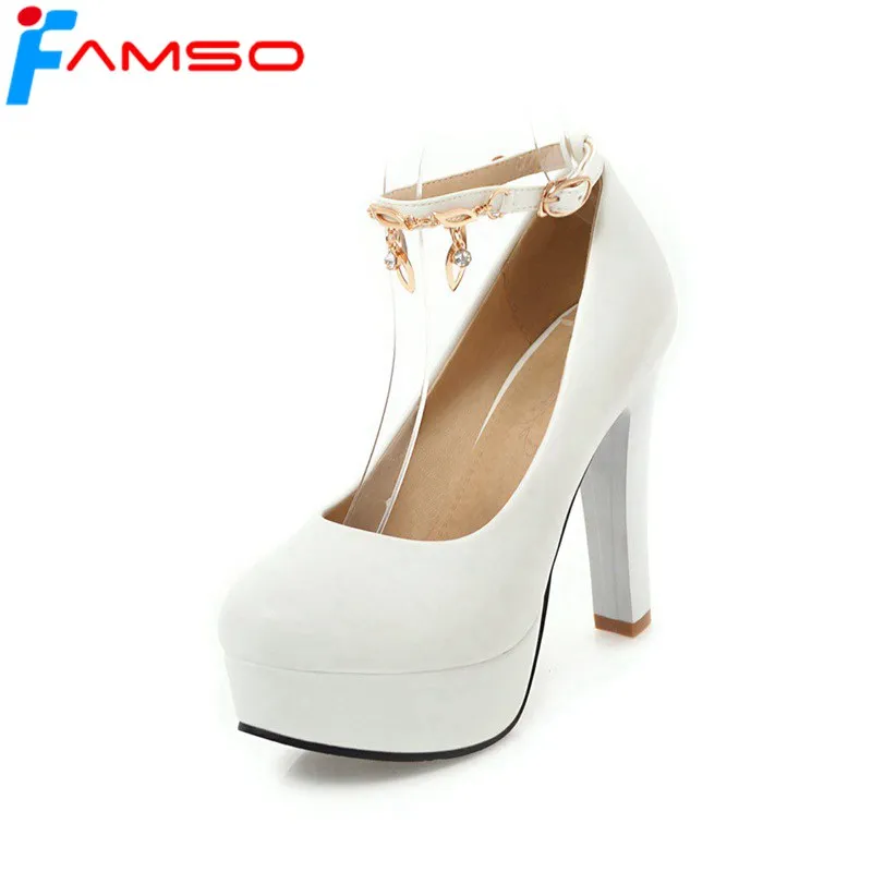

FAMSO 2019 New Spring Shoes Women Pumps Black White Big Size34-43 Round toe Spring Autumn Platforms Pumps Office Shallow Shoes