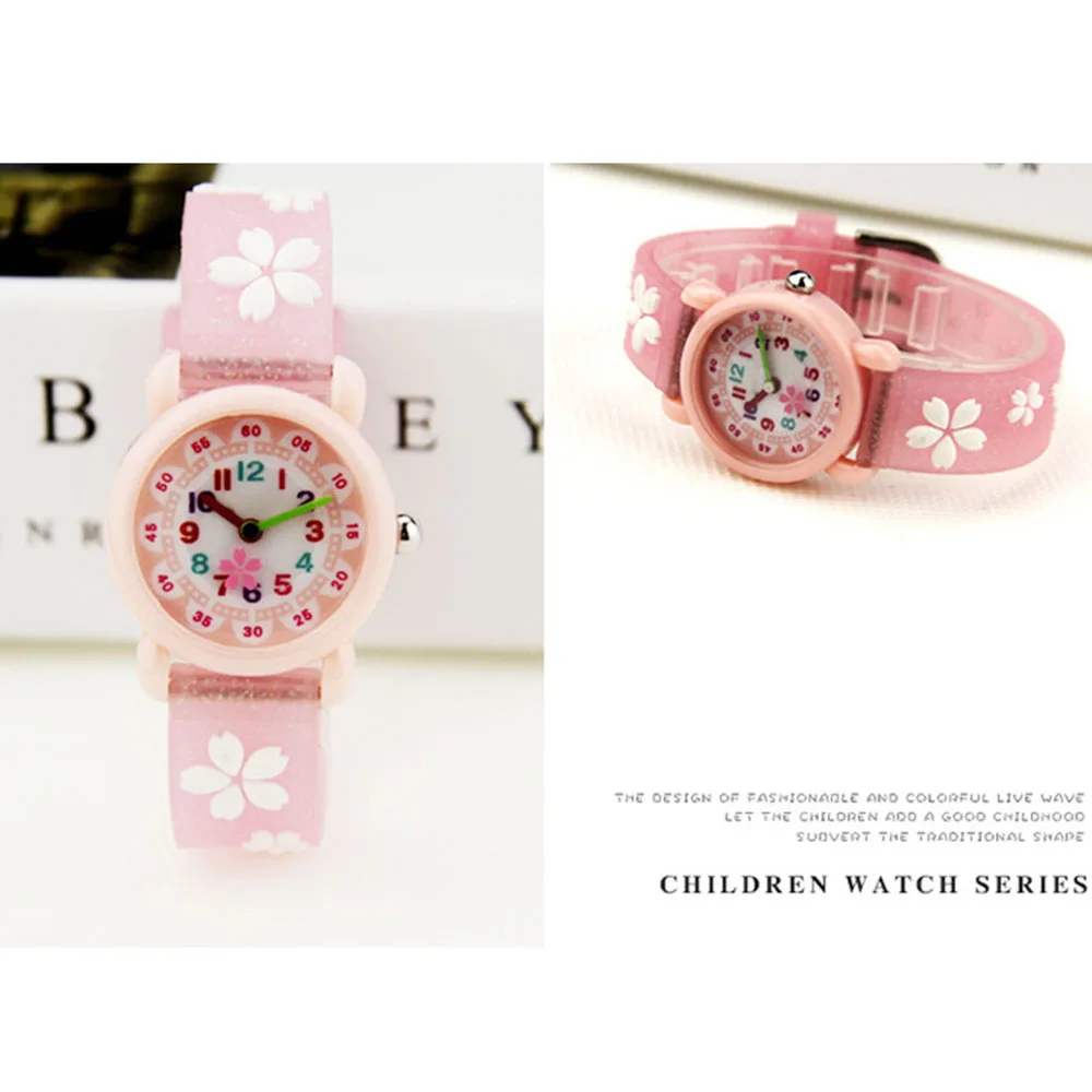 3D Flower Glitter Strap Quartz Kids Watches Cartoon Silicone Children Watches for Boys Girls Cute Clock 1