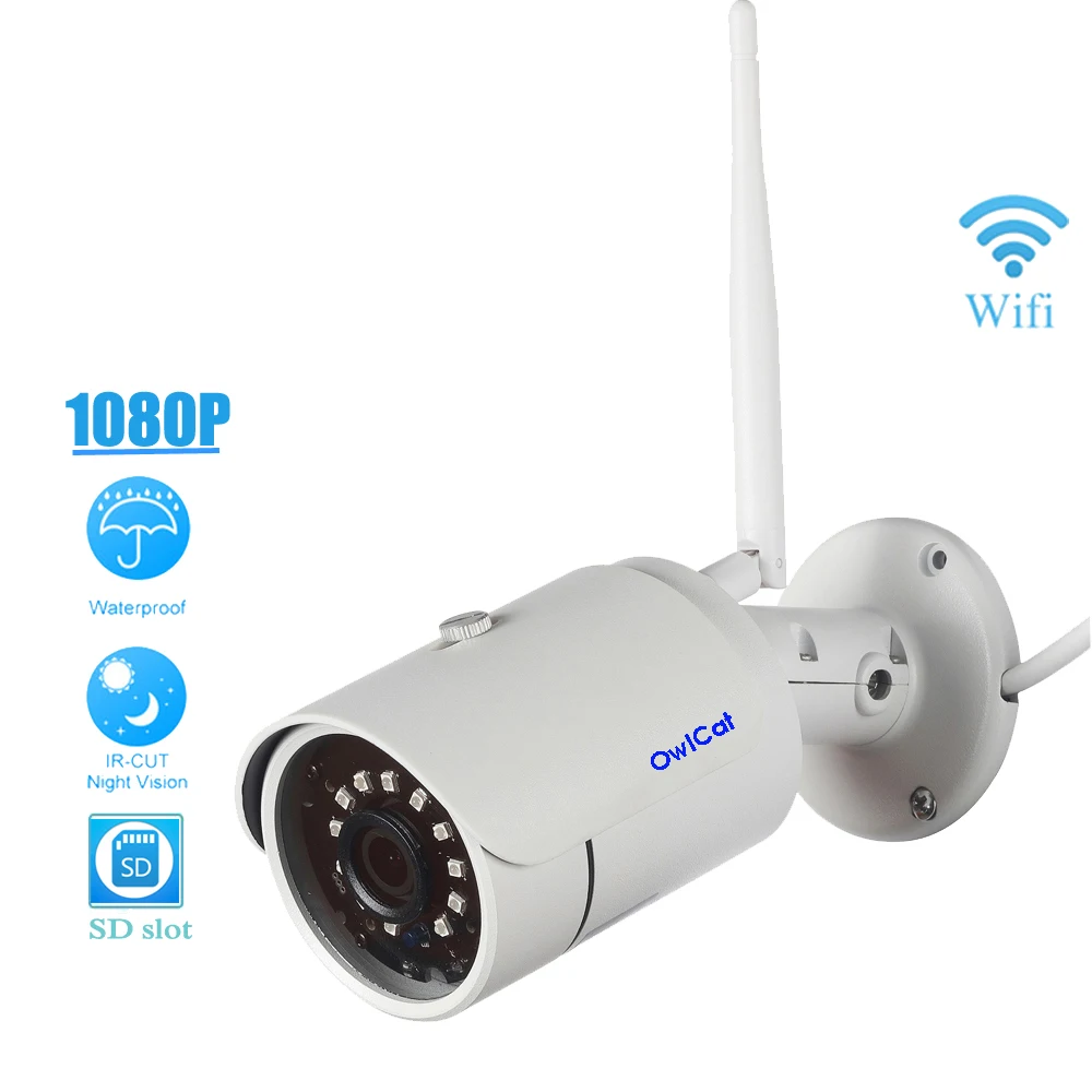 

OwlCat Full HD 1080P 2.0MP Outdoor/Waterproof Bullet WiFi IP Camera Onvif2.4 Wireless Memory SD Slot IR-Cut Security CCTV Camera