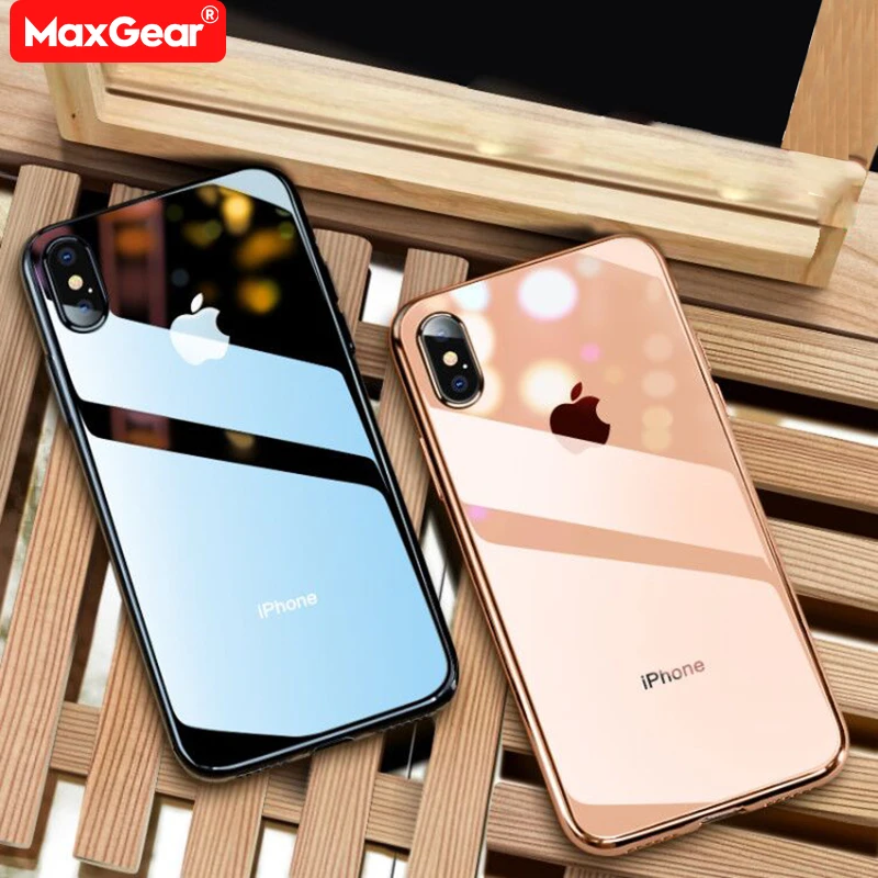 

MaxGear Luxury Plating Silicone Case For iPhone X XS Max XR Ultra Slim TPU Clear Soft Cover For iPhone 5 5S SE 6 6S 7 8 Plus