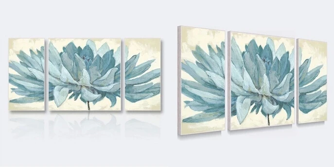

3pcs/set 100% Handpainted Blue Flowers Decorated Painting Oil Painting on Canvas Free Shipping Wall Art