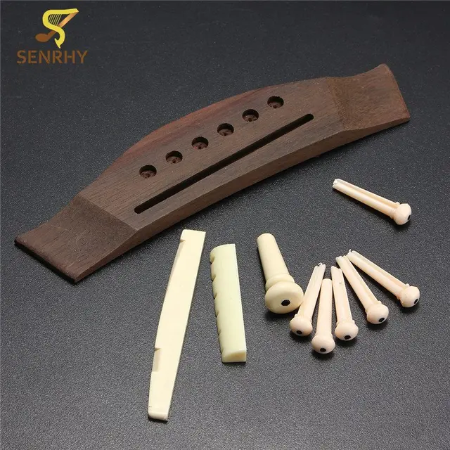 1 Set Professional Universal Acoustic Guitar Bridge + Bone Bridge Pins
