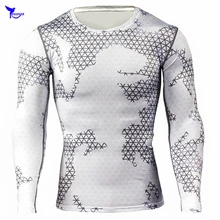 MMA тренажерный зал фитнес сжатия рубашка для мужчин камуфляж с длинным рукавом бег футболка Crossfit тренировки Футболка брендовая одежда