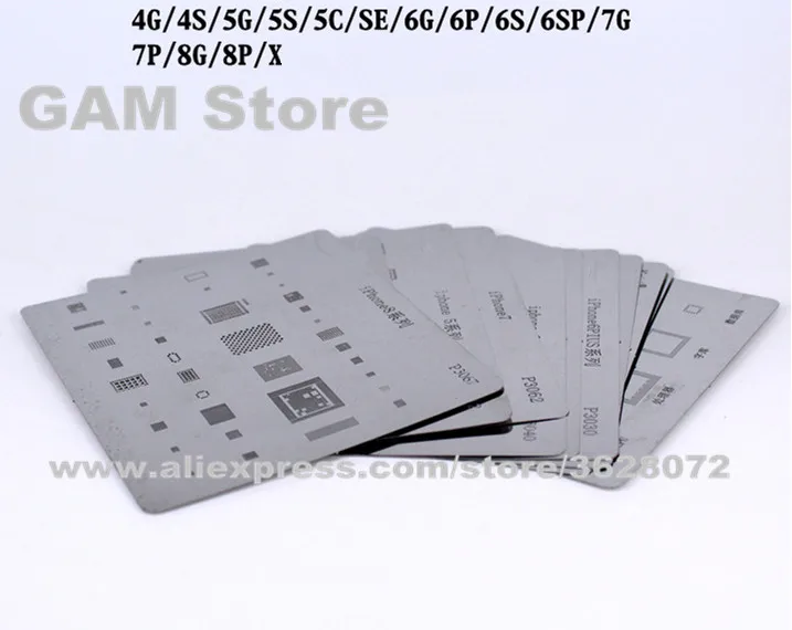 Для iPhone 4 4S 5 5C 5S SE 6 6Plus 6S 6SP 7 7P 8 8P X iPad BGA Stencil CPU Nand Flash Power wifi Touch IC Reball Pins 16