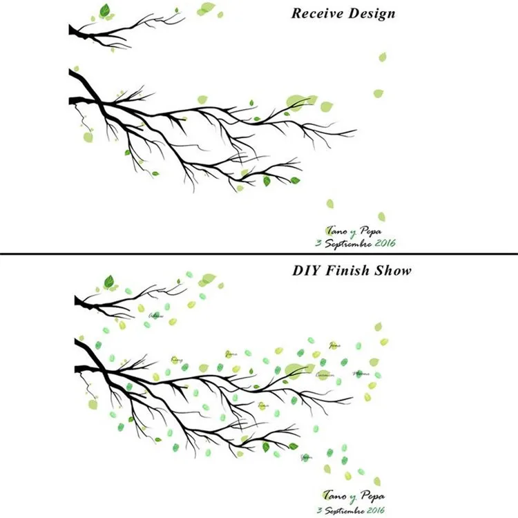 1 шт. Свадебные украшения DIY отпечатки пальцев, дерево, подпись холст принт ветвей для свадьбы/дня рождения/Baby Shower вечерние поставки
