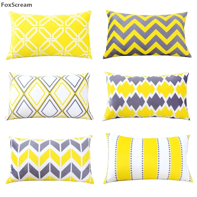 Rectangle Decorative Lumbar Pillow Covers Home Decor Yellow Throw Rectangle Decorative Lumbar Pillow Covers Home Decor Yellow Throw Pillows Grey Geometric Cushions Velvet Pillowcase For