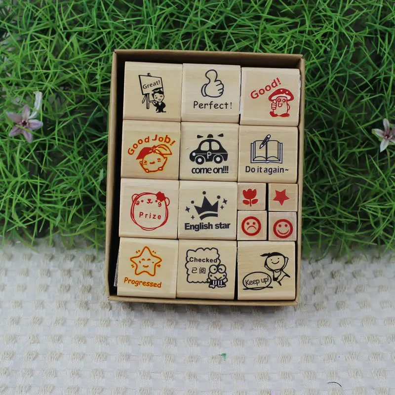 DIY English wood Stamps Decoration Creative Stamp Gift Teachers
