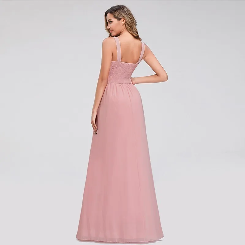 Robe De Soiree Ever красивые розовые вечерние платья трапециевидной формы с круглым вырезом и цветочным рисунком, шифоновые элегантные вечерние платья Abiye Gece Elbisesi