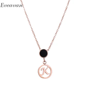 

EUEAVAN 5pcs Simple Letter K Chain Necklace Rose Gold Color Statement Jewelry For Women Accessories Girlfriend Gift