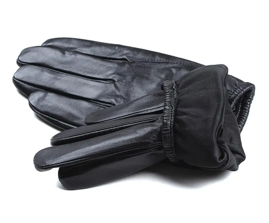 Для мужчин кожа Прихватки для мангала тонкий срез овчины короткие зимние кожаные перчатки сенсорный экран теплые водительские перчатки