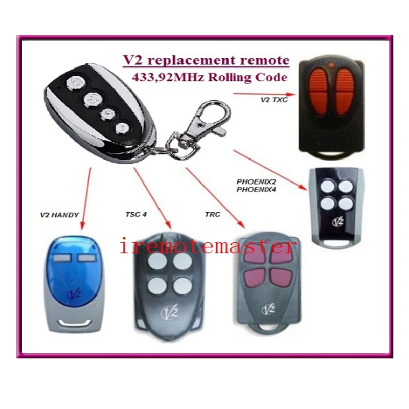

2PCS For V2 phox2,V2 phox4 compatible garage door remote free shipping