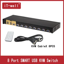 Умный KVM переключатель 8 портов VGA переключатель SVGA адаптер Подключение принтер клавиатура мышь 8 компьютерное использование 1 монитор(China)
