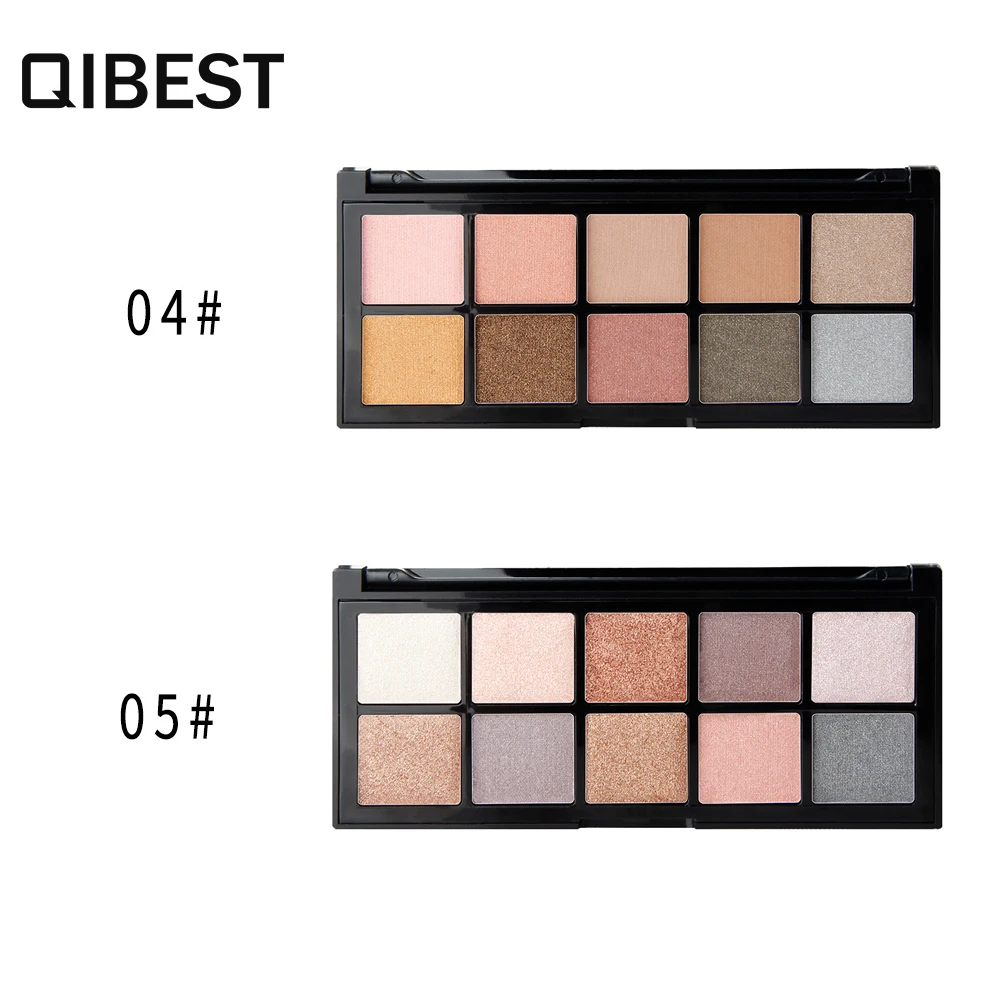 Палитра теней для век QIBEST 10 цветов матовая Мерцающая косметика нюдовых глаз