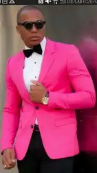 Индивидуальные ярко-розовый Для мужчин пиджак жениха Смокинги для женихов Классическая Для мужчин свадебные костюмы для выпускного