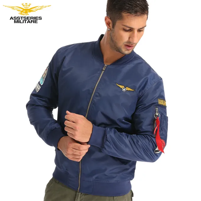 ASSTSERIES 2017 Spring Pilot Bomber Jacket Men Patch