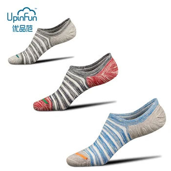 

5 Pairs/Lot Spring and Summer New Stripe Combed Cotton Men's Socks Japanese Harajuku Trends with Silicone Anti-skid Ankle Socks