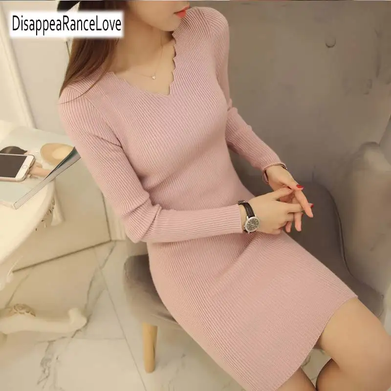 

2019 Sweater Women Fashion Autumn Cotton Kint Sweater V Neck Solid Slim Sexy Pullovers Coat Female Blouse Casual Sweater