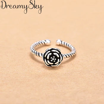 

Wholesale Fashion 925 Sterling Silver Big Rose Rings For Women Girls Adjustable Size Open Ring Wedding Party Jewelry