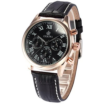 Orkina, мужские бизнес часы с хронографом, кварцевые часы для мужчин,, бренд, кожа, Япония, мужские наручные часы - Цвет: ORK153