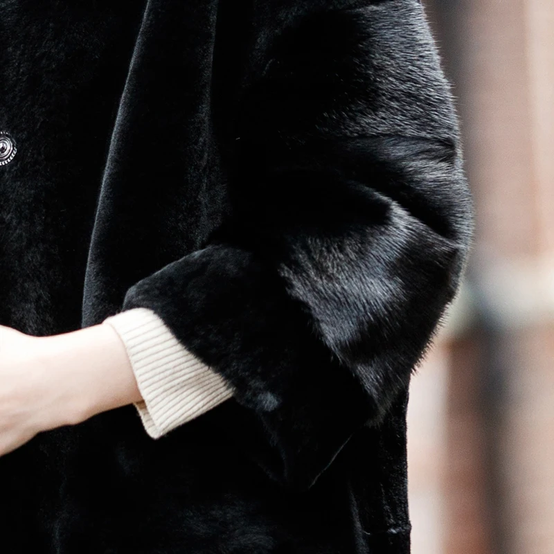 Real Fur Coat Sheep Shearling Fur Winter Coat Women Clothes 2018 Korean Mink Fur Sleeve Double-faced Fur Wool Jacket ZT853