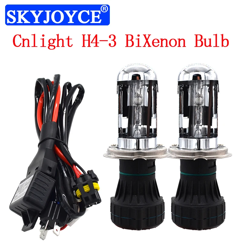 SKYJOYCE 35 Вт H4 Hi/Lo Биксенон HID сменная лампа 4300 К 6000 К Cnlight H4 H4-3 HID лампа с кабельным контроллером H4 фара