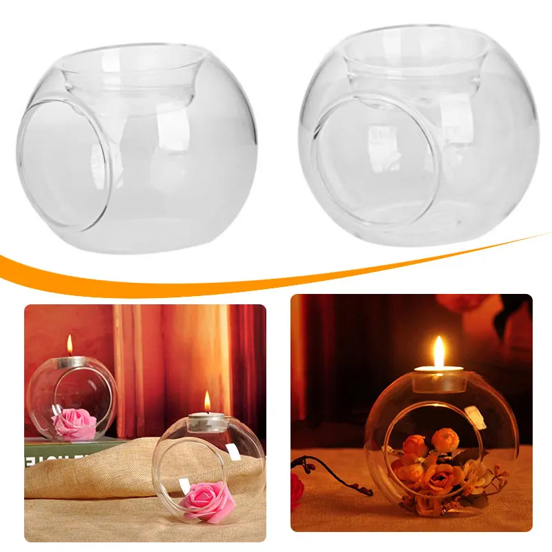 Стеклянный подсвечник-шар держатель Террариум безделушка прозрачная ваза Свадебные микро-пейзаж свечи для домашнего декора стеклянная ваза