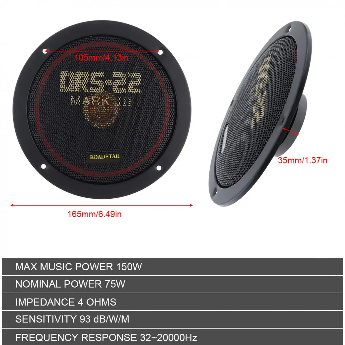 2pcs! 6.5 Inch 150W 12V Car Coaxial Speaker Vehicle Door Auto Music Stereo Full Range Frequency Hifi Speakers Non-destructive