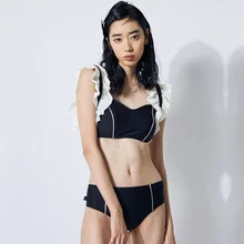 Женский купальный костюм, танкини, новинка, два предмета, для женщин, купальные костюмы, пляжная одежда, большой кружевной пляжный купальник из спандекса, Одноцветный, Раздельный купальник