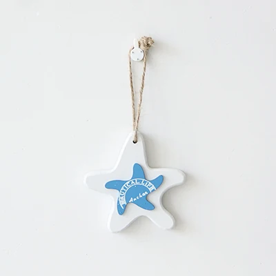 Морской пляж деревянная рыба морская звезда домашний Декор стены Средиземноморский ванная комната настенный декоративный подвесной орнамент - Цвет: Blue-Starfish