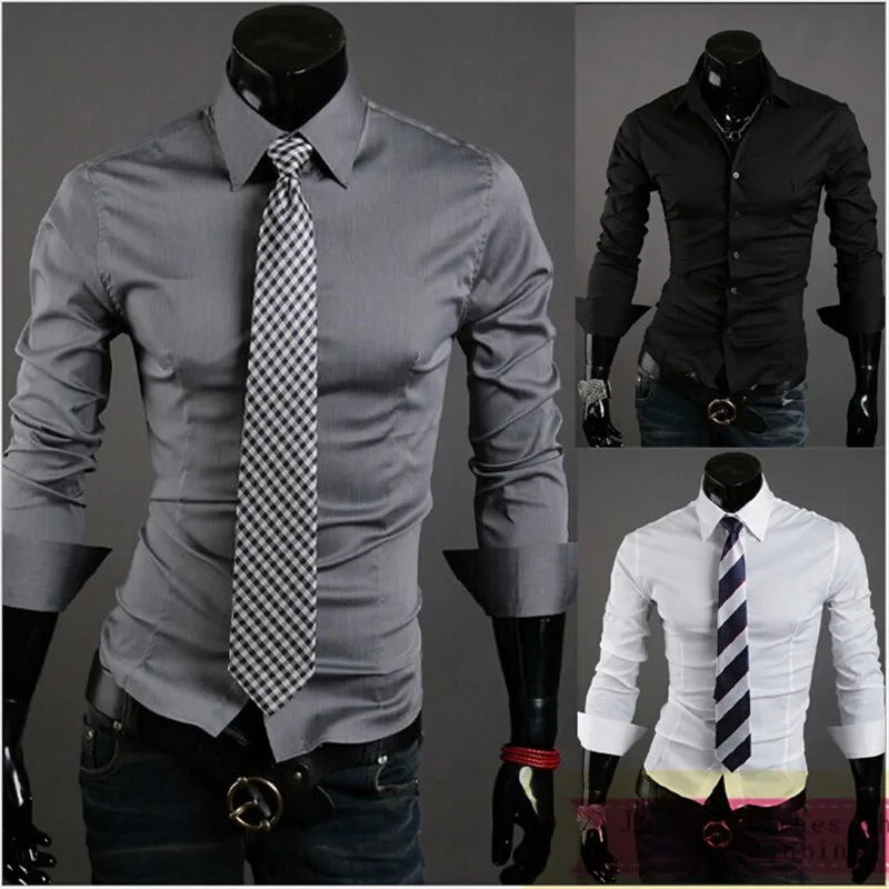Mens Shirts Fashion 2017 Spring Hot Solid Color Men Office Shirt Mens Shirts Fashion 2017 Spring Hot Solid Color Men Office Shirt Casual Slim Fit Long Sleeve Dress In From S
