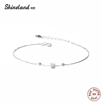 

Shineland New Arrival 925 Sterling Silver Romantic Geometric Chain Charm Pendant Bangles Bracelets Girls Women Christmas Gift