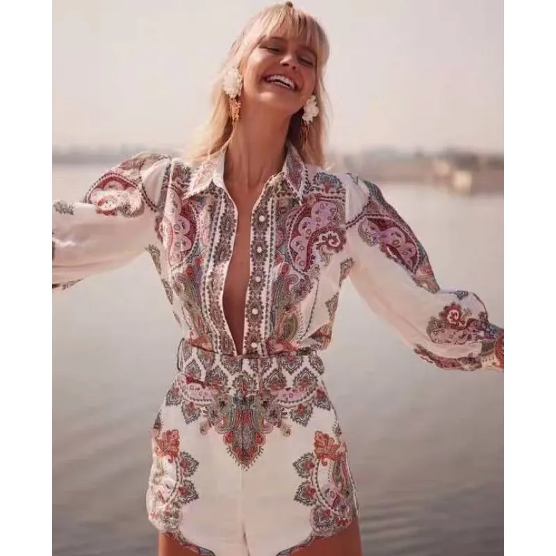 

EXCOSMIC Fashion Shirt Embroidery Top Bow Patchwork Floral Puff Sleeve Elegant Party Spring and Summer New Women's Blouse 2019SS