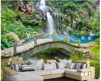 

3d wallpaper custom photo non-woven mural Mountain spring brook Bridge decoration painting picture 3d wall room murals wallpaper