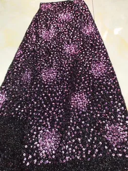 

African Lace Fabric 2019 quality embroidered tulle lace fabric with sequins Nigerian french tulle lace fabric