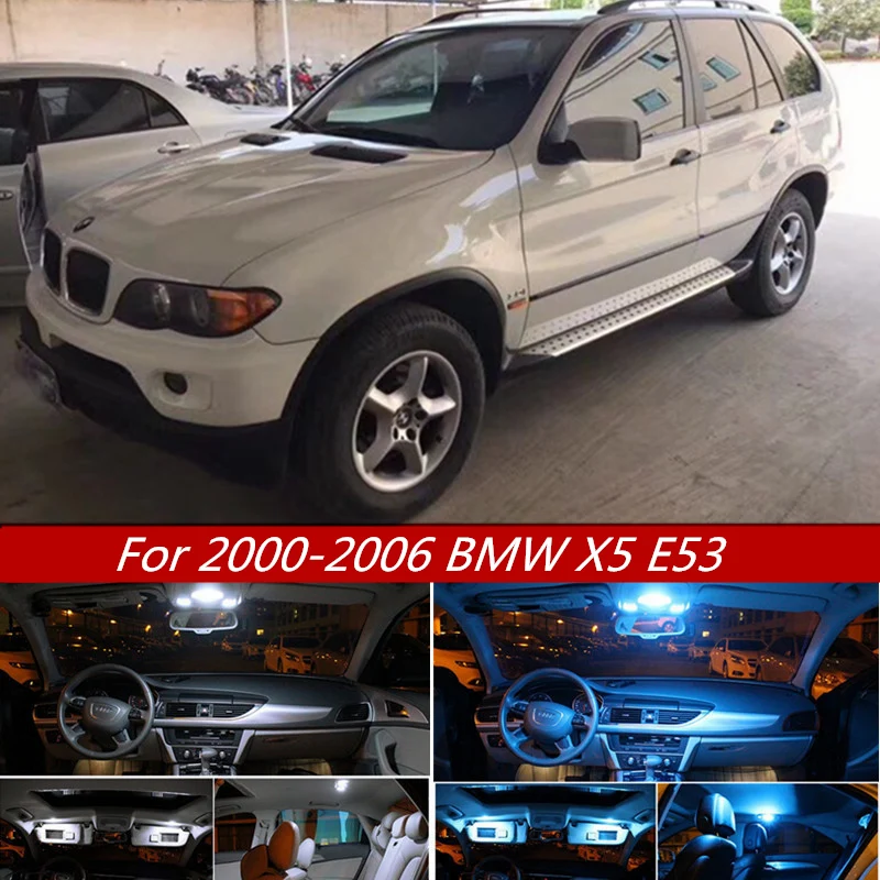 

20Pcs No Error Canbus LED Lamp Car Bulbs Interior Package Kit For 2000-2006 BMW X5 E53 Map Dome Trunk Door Plate Light Ice blue