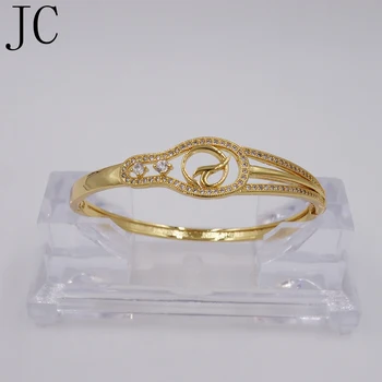 

Women's Top AAA CZ Prong Setting Flower Bangle Bracelet Lead Free Gold Plating Bridal Wedding Jewelry
