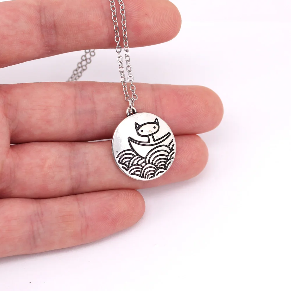 

hzew sailing cat pendant necklace kitty boat necklaces gift