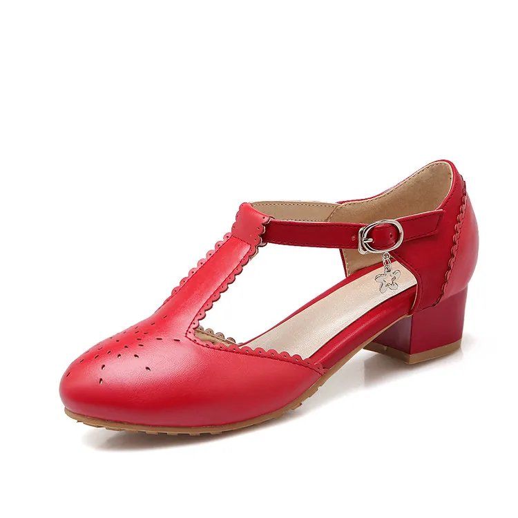 tenis feminino Sandalias Mujer; модные повседневные летние сандалии; большие размеры 34-51 женские сандалии-гладиаторы на низком квадратном каблуке; e-6 - Цвет: Красный