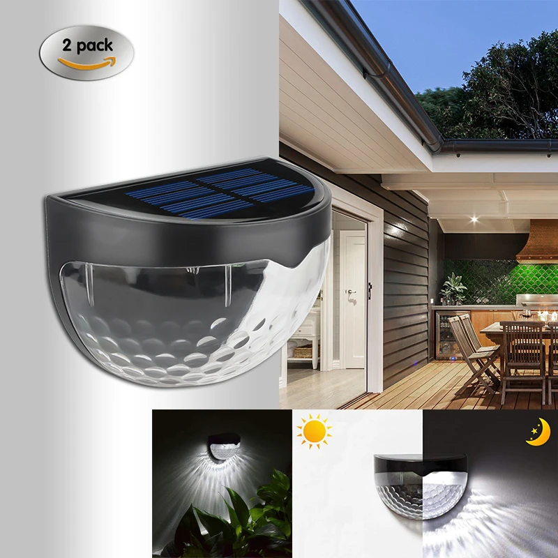 2 Pcs Lot Solar Tiang Pagar Lampu Led Lampu Dinding Tenaga Surya Mount Dekoratif Rumah Teras Deck Pencahayaan Darurat Lampu Lampu Dinding Luar Aliexpress