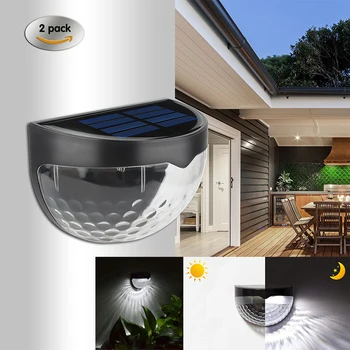 

2PCS/Lot Solar Fence Post Lights 6 Led Wall Light Solar Lamp Mount Decorative Home Porch Deck Lighting Outdoor Emergency Lights