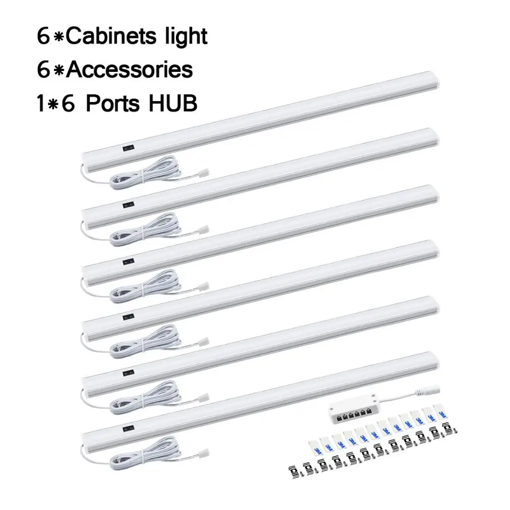 Ручная развертка светодиодный свет под кабинет 30/40/50 см комод ручной работы Кухня освещение постоянного тока 12 V смарт ручной Сенсор бар света внутренний Декор для дома - Цвет: 6Pcs