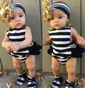 

Newborn Baby Girl Clothes Stripe Floral Romper Jumpsuit Sunsuit Outfit Baby Girls Romper