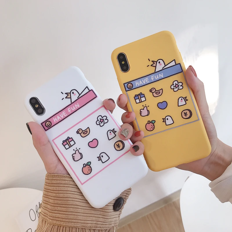 

Cartoon Bird Cute Case For iPhone 6 6s 7 8 plus Matte Soft Cases For iphone X Xs Max XR TPU Silicone Back Cover Capa