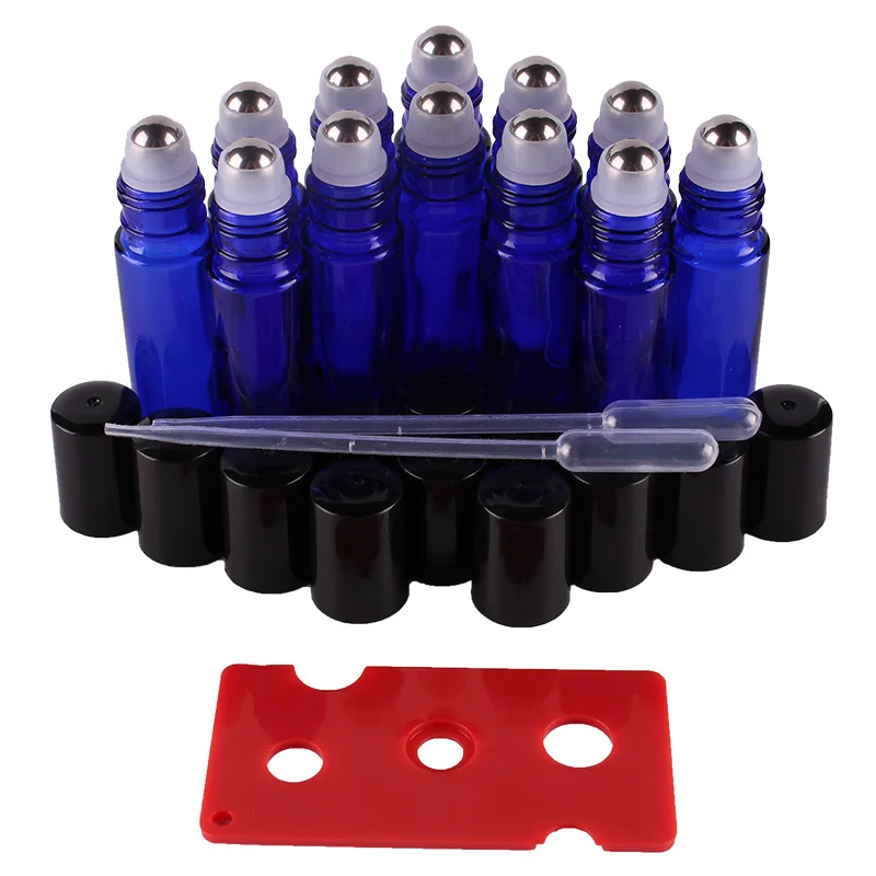 

12pcs 10ml Cobalt Blue Essential oil Glass Roll on Bottles Vials with Stainless Steel Roller Ball for perfume aromatherapy