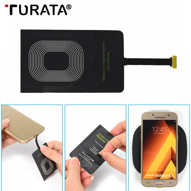 

Turata Qi Wireless Charger Receiver for iphone Portable Charging Receiver Adapter Receptor Universal For Android Phone Samsung