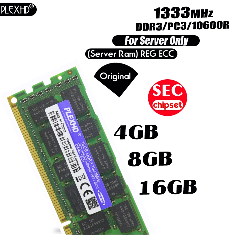 PLEXHD 4 ГБ 8 ГБ 16 ГБ PC3 10600R DDR3 1333 МГц 4G 8G 16G 2Rx4 REG ECC Высококачественная Серверная Память ram для samsung сервер SEC чипсет