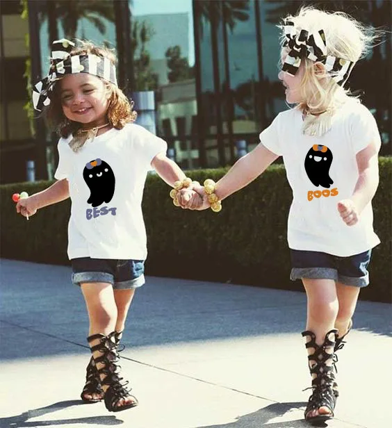 

Best Boos Kids T-shirts Best Friend Matching Clothes Funny Children Boys Girls Printed T Shirts Brothers Sisters Summer Cloth