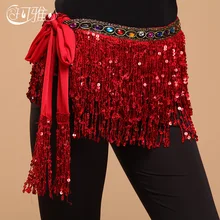 New Belly Dance Hip Scarf Belly Dance Accessories Belt Dance Indian Sequins Tassel Belt Handmade Square
