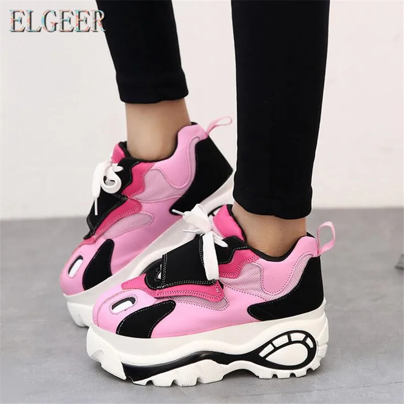 

ELGEER Women Shoes Sneakers Flats Zapatillas Deportivas Woman Creepers Casual Shoes Increasing Heel Zapatos Mujer Flat Platform